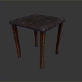 Rustic Vintage Wooden Table With Dark Tabletop And Sturdy Wooden Legs For Home Decor