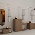 Modern Decorative Cabinet With Metal Frame Wooden Structure Mirror And Hanging Space