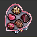 Assorted Chocolates in Heart Shaped Box With White Bow and Pink Accents