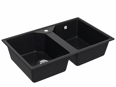 Black Double Bowl Kitchen Sink Made Of Durable Quartz Composite For Home Kitchen Use 3d model
