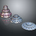 Futuristic Tiered Metallic Structures With Dome Like Design And Shiny Surfaces