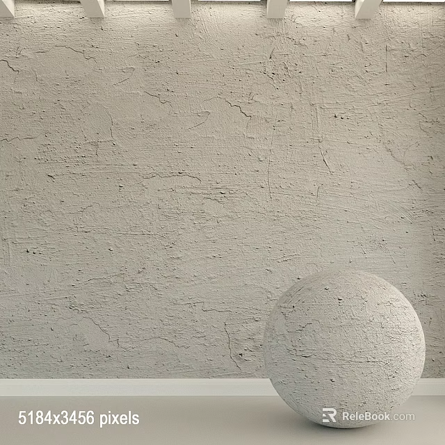 Decorative Rough Textured Gray Spherical Component Against Concrete Wall 3d model 