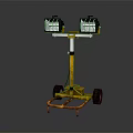 Portable Industrial Lighting Fixture Set With Twin Heads And Wheel Base