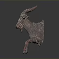 Textured Maroon Goat Sculpture with Artistic Design and Dynamic Standing Pose