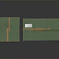 Two Green Cardboard Boxes With Tape Sealed And Label On Surface