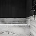 Modern Minimalist Bathroom Interior With Wooden Walls Toilet Marble Countertop