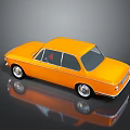 Vintage Orange Classic Car With Shiny Finish On Dark Reflective Surface