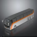 Modern Gray And Orange Bus With Large Windows And Sleek Exterior Design