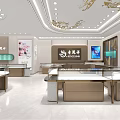 Elegant Luxury Jewelry Store Interior With Modern Display Counters And Chandeliers