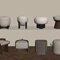Mid-ancient Style Round Stool Casual Chair Round Pier 3d model