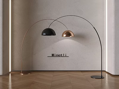 Modern Arc Floor Lamp With Black And Copper Finish For Minotti Interior 3d model