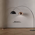 Modern Arc Floor Lamp With Black And Copper Finish For Minotti Interior