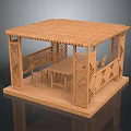 Wooden Outdoor Gazebo With Lattice Design Table And Chairs For Garden Relaxation Area