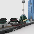 Seoul Architecture Models Created with Building Blocks Featuring Tall Towers and Dome Structures 3d model
