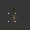Camouflage Painted Military Helicopter with Main Rotors Tail Rotor and Fuselage Details on Dark Background