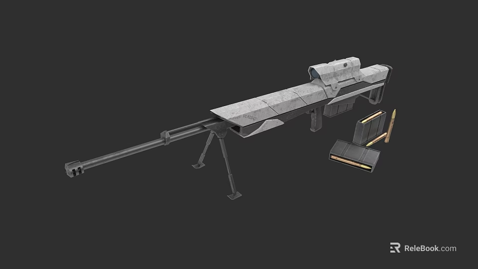 Modern Tactical Sniper Rifle With Long Barrel Scope Bipod And Magazine 3d model 