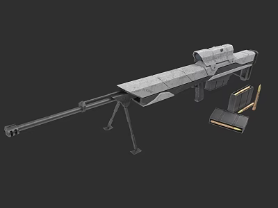 Modern Tactical Sniper Rifle With Long Barrel Scope Bipod And Magazine 3d model