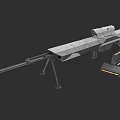 Modern Tactical Sniper Rifle With Long Barrel Scope Bipod And Magazine