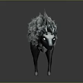 Game Fantasy Creature Character With Blue Antlers White Eyes And Gray Feathery Fur