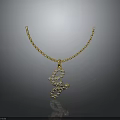 Elegant Gold Necklace Featuring Sparkling Pendant And Delicate Thin Chain Design 3d model