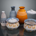 Colorful Handcrafted Ceramic Sculptures With Decorative Patterns And Various Shapes
