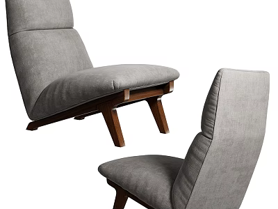 Modern Single Sofa With Gray Fabric Upholstery And Wooden Legs Modern Design Style 3d model