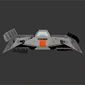 Sci Fi Starship Model With Gray Orange Design And Cockpit Windows 3d model