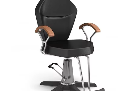 Black Massage Chair With Wooden Armrests Metal Frame And Swivel Base 3d model