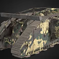Military Camouflage Tank Weapon With Armored Tracks And Turret Structure