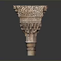 Scenic Historic Landscape Featuring Intricate Carved Stone Pillar Patterns