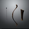 Traditional Ancient Weapons Collection Featuring Spear Bow And Wooden Arrow Quiver
