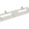 Modern White Double Washbasin With Sleek Faucets And Smooth Surface Design 3d model