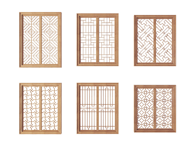 Chinese window combination 3d model