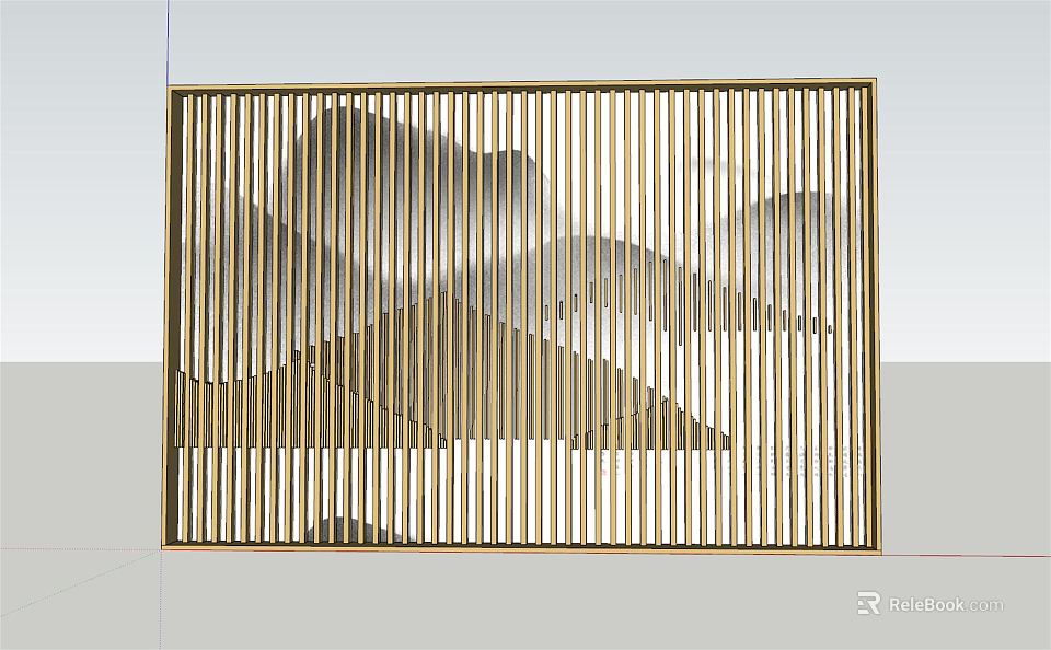 Modern Sofa Backdrop Wall Interior Design With Vertical Slats And Mountain Pattern 3d model 