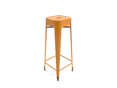 Orange Modern Bar Stool with Metal Frame Square Seat for Kitchen Counter 3d model