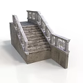 Architectural Staircase Design With Concrete Steps And Ornate Stone Railings