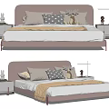 Children's Bed With Pink Headboard Soft Bedding Decorative Pillows Deer Plush And Nightstand