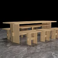 Modern Simple Wooden Dining Table and Bench Set with Natural Home Design