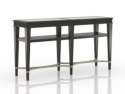 Modern Entryway Console Table And Side Cabinet With Black Finish Metal Legs And Storage Shelves 3d model