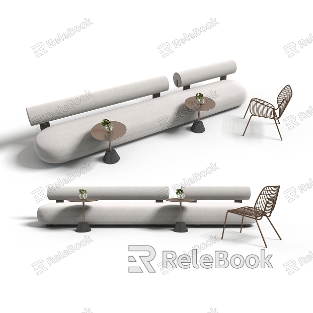 Coffee shop milk tea shop stand bench combination model