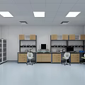 Modern Laboratory Interior Design With Workbenches Cabinets Chairs And Equipment