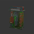 Vintage Red And Blue Gasoline Pump With Weathered Metal Structure And Control Panel