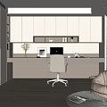 Modern Home Office Interior Design With Desk Office Chair Bookshelf And Floor To Ceiling Window