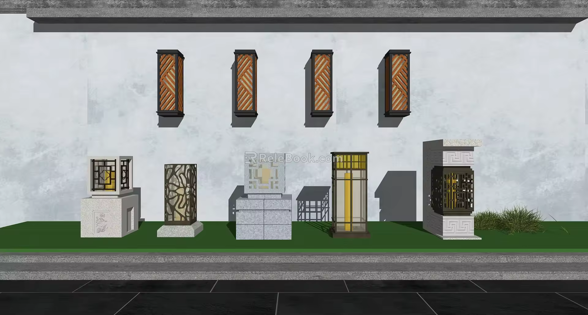 New Chinese Landscape Lamp 3d model