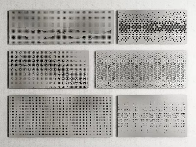 Modern Metal Wall Panels With Various Perforated Patterns And Textures For Interior Decoration 3d model