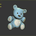 Blue Teddy Bear Stuffed Toy With White Belly Paws And Dark Background