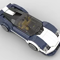 Blue And White Sports Car Model Built With Building Blocks