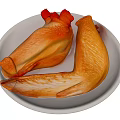 Golden Brown Roasted Chicken Drumsticks And Wings On White Plate
