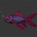 Vibrant Pink Goldfish Swimming With Bubbles On Dark Reflective Background