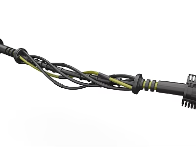 Industrial Equipment Durable Cable Harness with Black Yellow Wires and Heavy Duty Connectors 3d model
